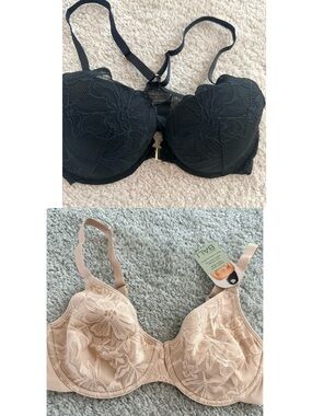 Bali Lace Underwire and push up Bra bundle - Black & Nude 34D